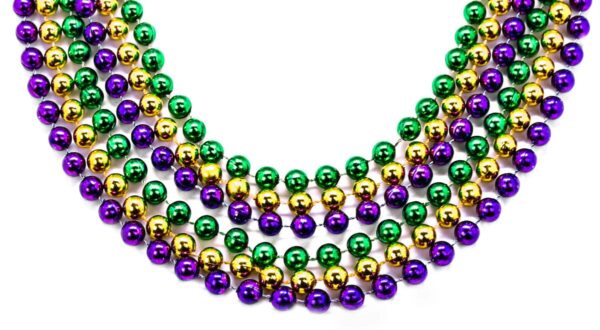 40” 10mm Round Purple Green & Gold Beads